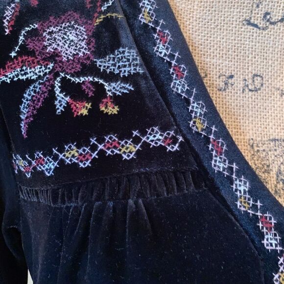 Style & Co Velvet Dress embroidered sz L - Picture 3 of 10